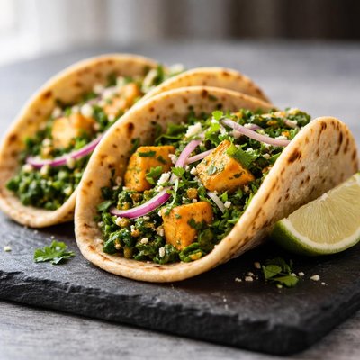 Saag paneer roti taco