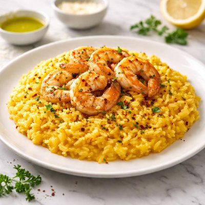 Saffron risotto with shrimps