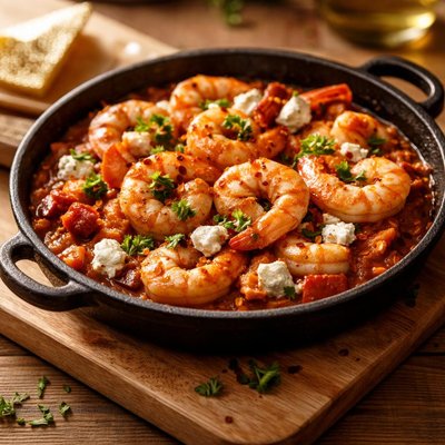 Saganaki shrimps