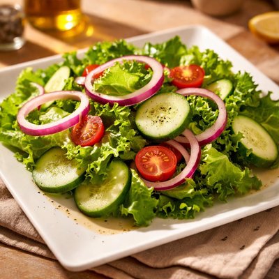 Ensalada de lechuga pepino cebolla