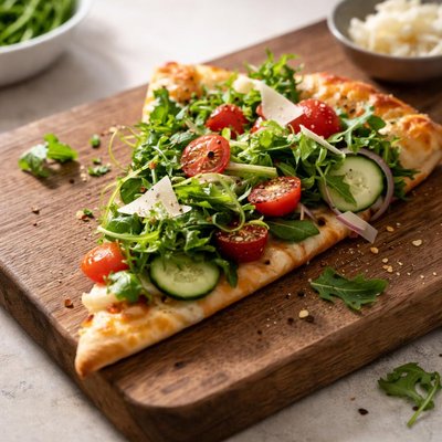 Salad pizza slice