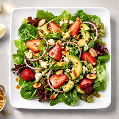 Salad with almonds and dressing