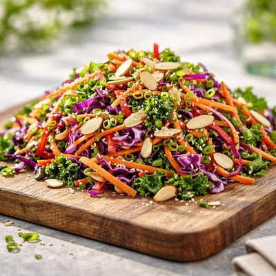 Salad with almonds and shredded vegetables
