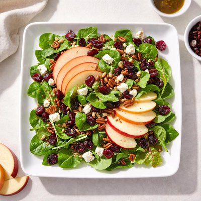 Salad with apple slices and cranberries