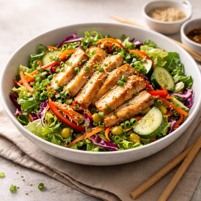 Salad with asian dressing