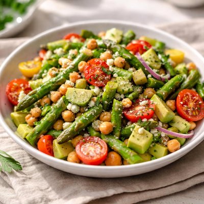 Salad with asparagus and chickpeas