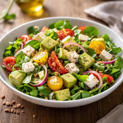 Salade avec avocat et fromage feta