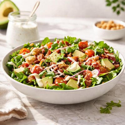 Salad with avocado and ranch dressing
