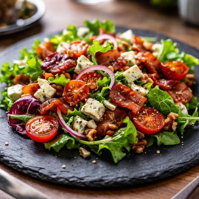 Salad with bacon and blue cheese