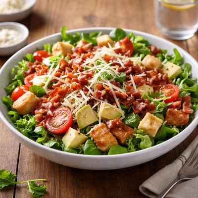 Salad with bacon and cheese