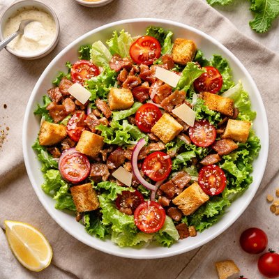 Salad with bacon and croutons