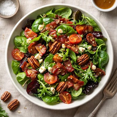 Salad with bacon and pecans