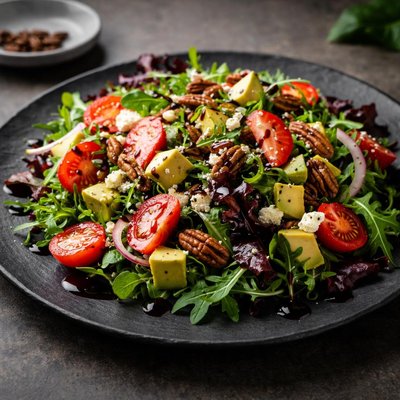 Salad with balsamic glaze