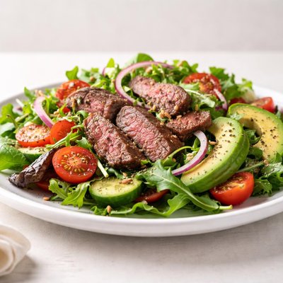 Salad with beef and avocado