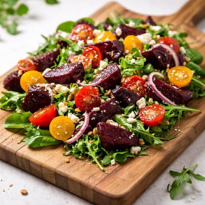 Salad with beets and cherry tomatoes