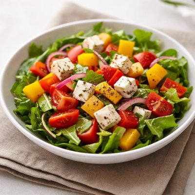 Salad with bell peppers and feta cheese