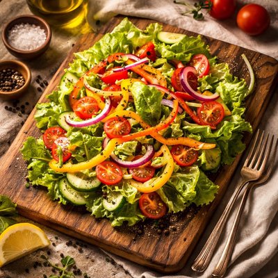 Salad with bell peppers and lettuce