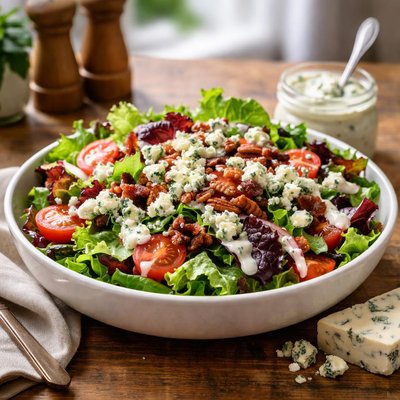 Salad with bleu cheese vinaigrette