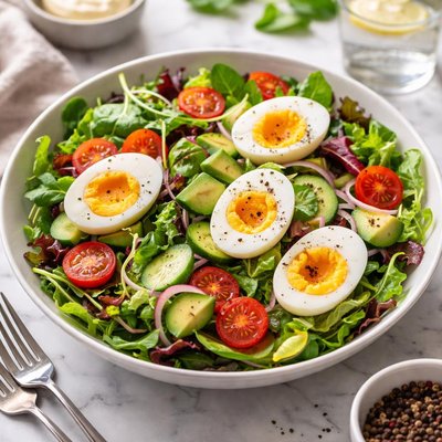 Salad with boiled egg