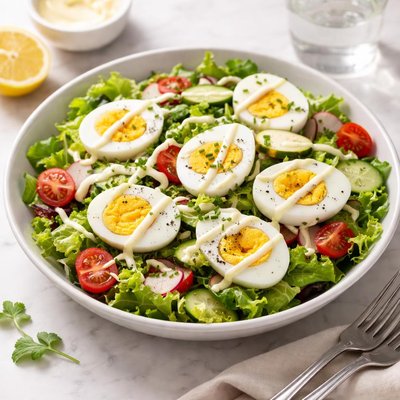Salad with boiled eggs and mayonnaise