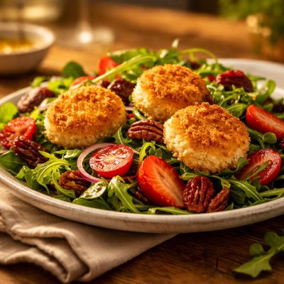 Salad with breaded goat cheese