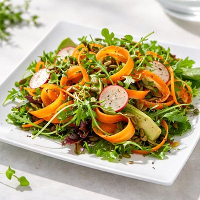 Salad with carrots and greens