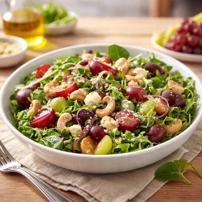 Salad with cashews and grapes