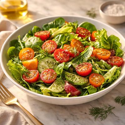 Salad with cherry tomatoes and dill
