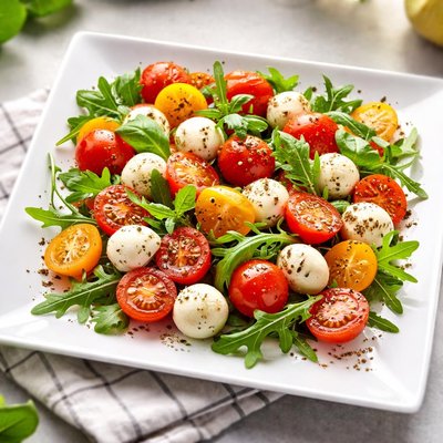 Salad with cherry tomatoes and mozzarella