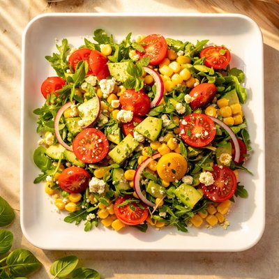 Salad with corn and tomatoes