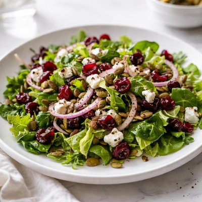 Salad with cranberries and pumpkin seeds