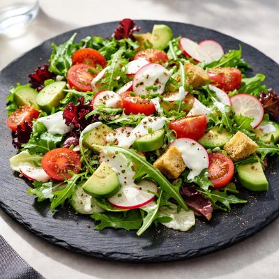 Salad with cream dressing
