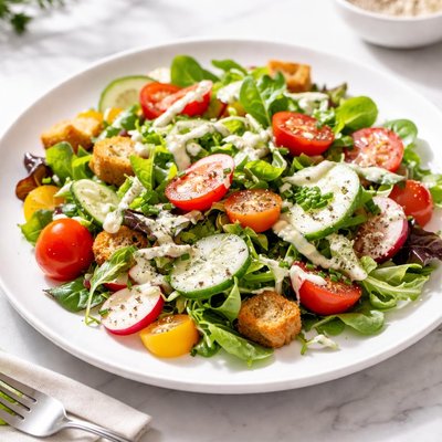 Salad with creamy dressing