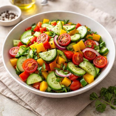 Salad with cucumber and bell pepper
