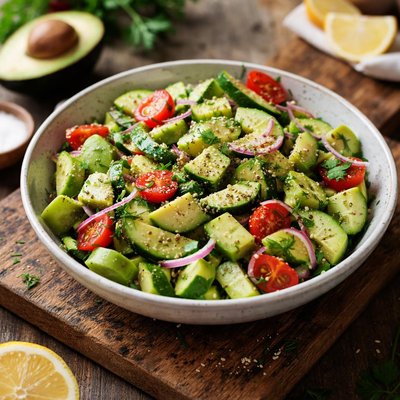 Salad with cucumbers and avocado