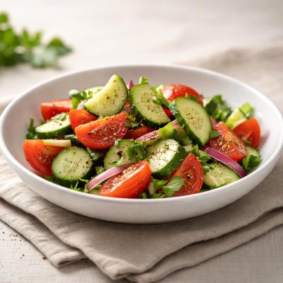 Salad with cucumbers and tomatoes