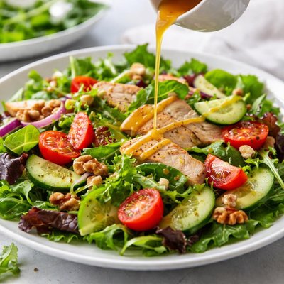 Salad with dressing