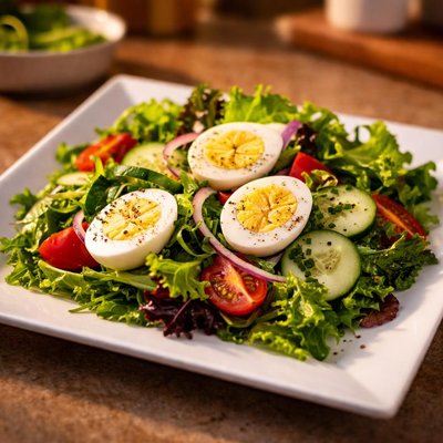 Salad with egg and cucumber