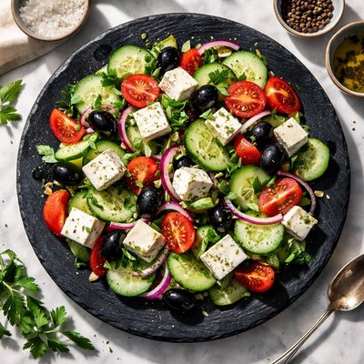Salad with feta and cucumber