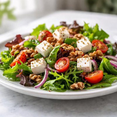 Salad with feta and walnuts