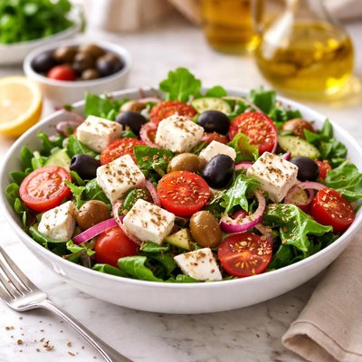 Salad with feta cheese and olives