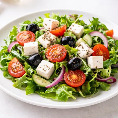 Salad with feta cheese and tomatoes