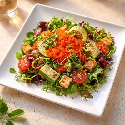 Salad with fish roe