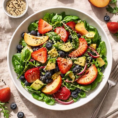 Salad with fruit and sesame seeds