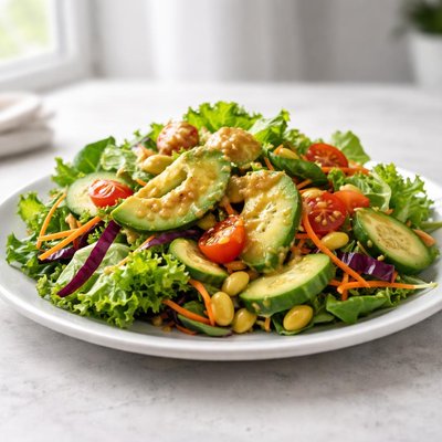 Salad with ginger dressing