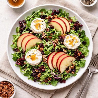 Salad with goat cheese and apple