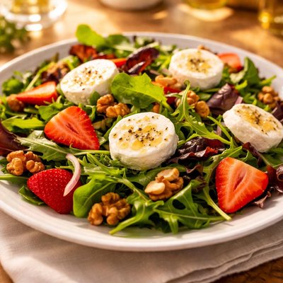 Salad with goat cheese and walnuts