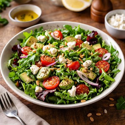 Salad with greens and cheese