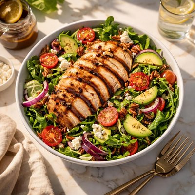 Salad with grilled chicken and balsamic vinaigrette