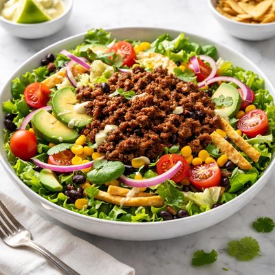 Salad with ground beef